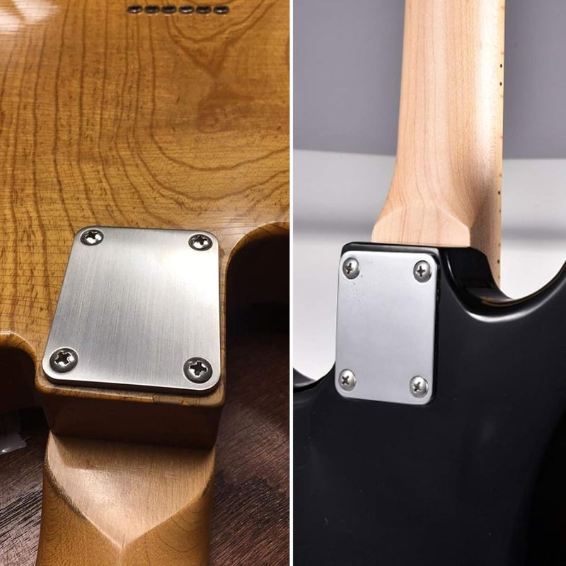 KAIY 2 Pack Guitar Chrome Neck Plates with Screws for Electric Guitars, Strat Tele Style Guitar Cigar Box Guitar Parts Repair Replace - Image 2